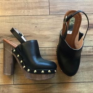 INC black clog heels with gold studs!